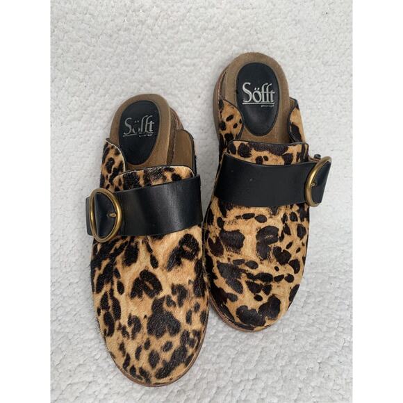 Söfft Shoes - SOFFT Billie Coffee Leopard Print Calf Hair Slip On Comfort Mules shoe Sz 6.5M